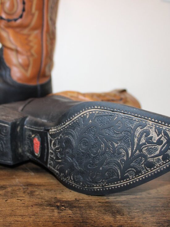 Western Boots Black/Brown Leather Size 7 – Pointed Toe main image 4
